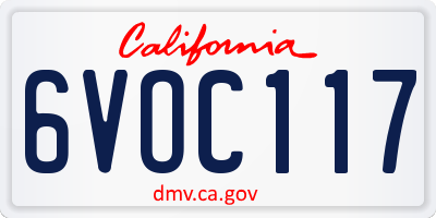 CA license plate 6VOC117