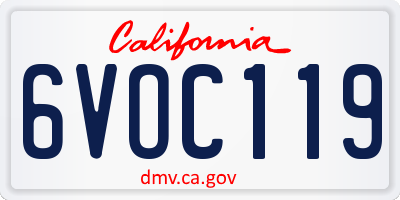 CA license plate 6VOC119