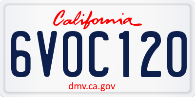 CA license plate 6VOC120