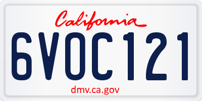 CA license plate 6VOC121