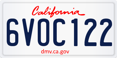 CA license plate 6VOC122