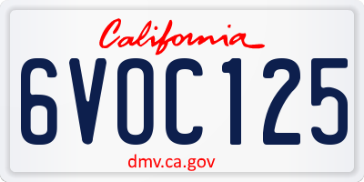CA license plate 6VOC125