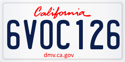 CA license plate 6VOC126