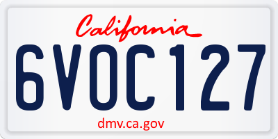 CA license plate 6VOC127