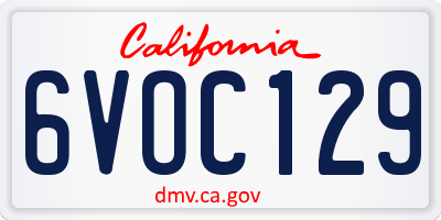 CA license plate 6VOC129