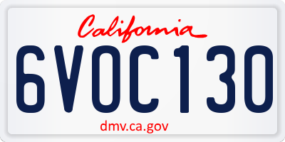 CA license plate 6VOC130