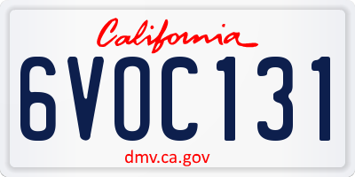 CA license plate 6VOC131