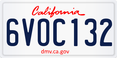 CA license plate 6VOC132