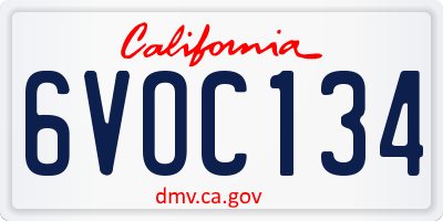 CA license plate 6VOC134