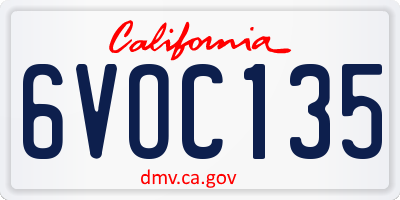 CA license plate 6VOC135