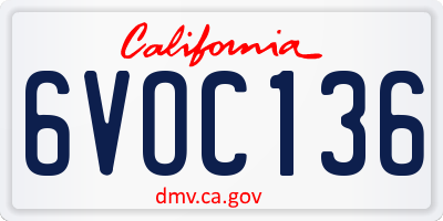 CA license plate 6VOC136