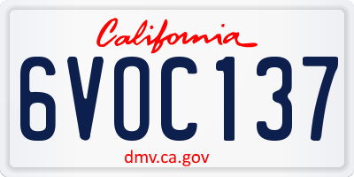 CA license plate 6VOC137