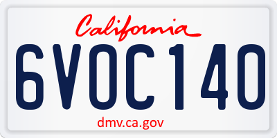 CA license plate 6VOC140