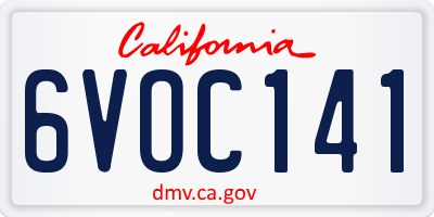 CA license plate 6VOC141