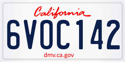 CA license plate 6VOC142