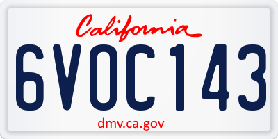 CA license plate 6VOC143