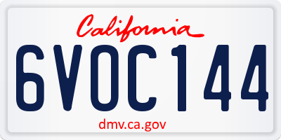 CA license plate 6VOC144
