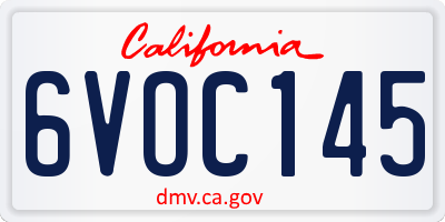 CA license plate 6VOC145