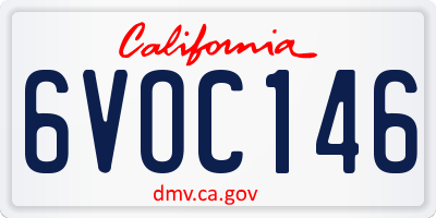 CA license plate 6VOC146