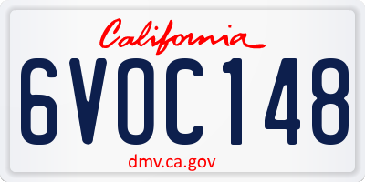 CA license plate 6VOC148
