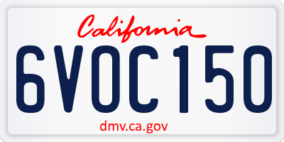 CA license plate 6VOC150