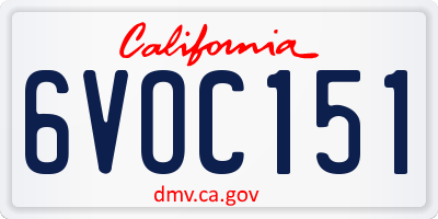 CA license plate 6VOC151