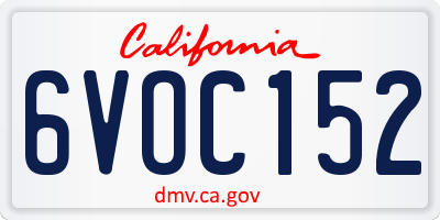 CA license plate 6VOC152
