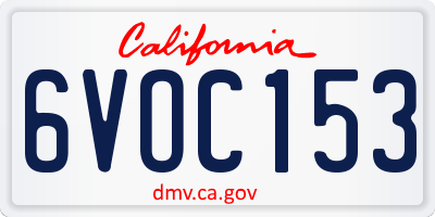 CA license plate 6VOC153