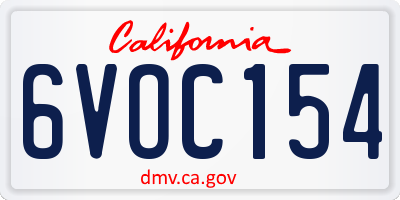 CA license plate 6VOC154