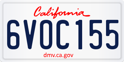 CA license plate 6VOC155