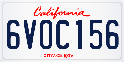 CA license plate 6VOC156