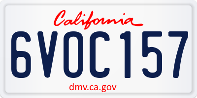 CA license plate 6VOC157