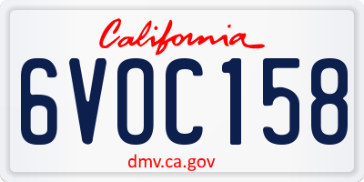 CA license plate 6VOC158