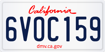 CA license plate 6VOC159