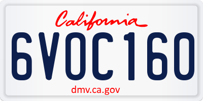 CA license plate 6VOC160