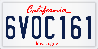 CA license plate 6VOC161