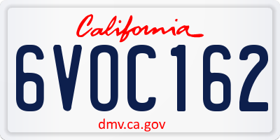 CA license plate 6VOC162