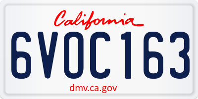 CA license plate 6VOC163
