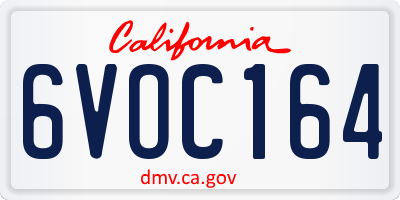 CA license plate 6VOC164