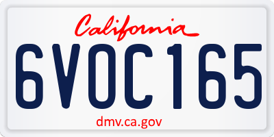 CA license plate 6VOC165