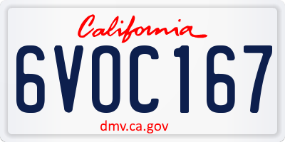 CA license plate 6VOC167