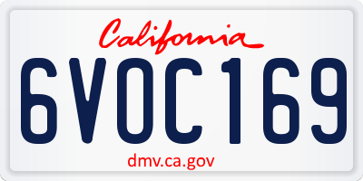 CA license plate 6VOC169