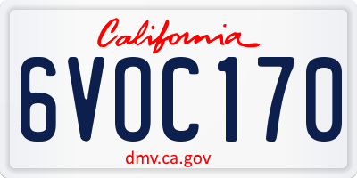 CA license plate 6VOC170