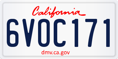 CA license plate 6VOC171