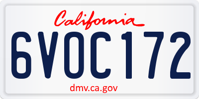 CA license plate 6VOC172