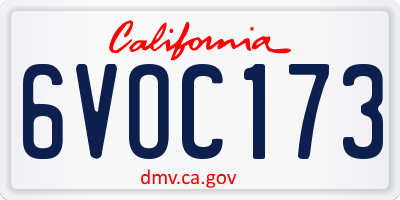 CA license plate 6VOC173