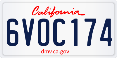 CA license plate 6VOC174