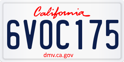 CA license plate 6VOC175