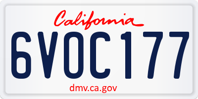 CA license plate 6VOC177