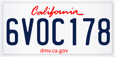 CA license plate 6VOC178